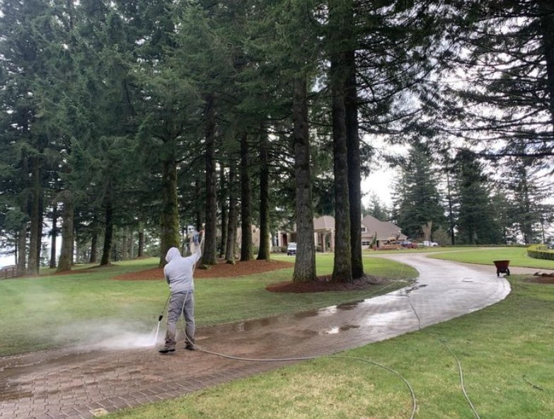 Driveway pressure washing service of Rip City Roof Cleaning